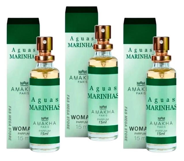 Imagem de Kit 3 Perfume Feminino Aguas Marinhas Amakha Paris Bolsa