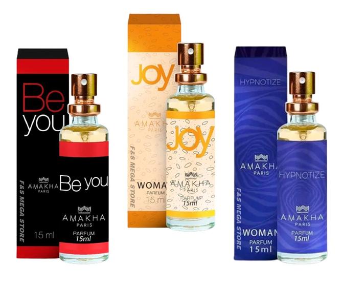 Imagem de Kit 3 Perfume Feminino Amakha Paris Be You Joy Hypnotize