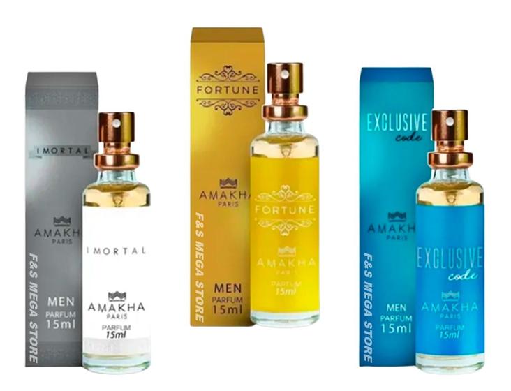 Imagem de Kit 3 Perfume Masculino Amakha Imortal Fortune Exclusive Code