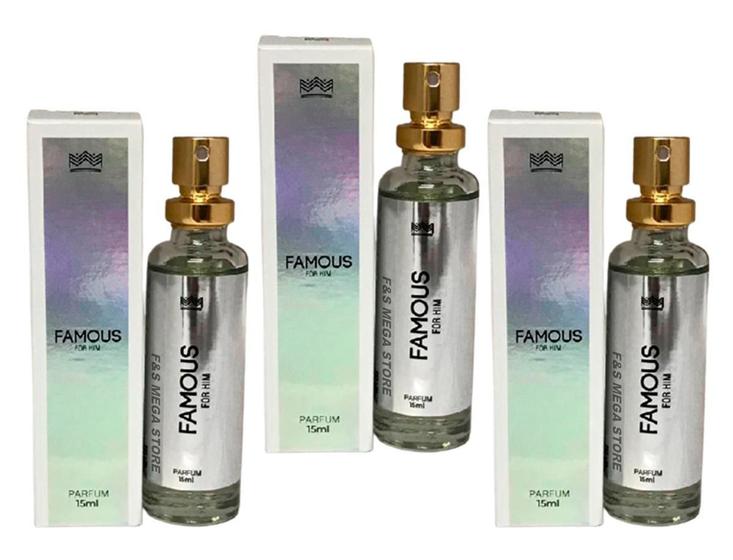 Imagem de Kit 3 Perfume Masculino Famous For Him Amakha Paris 15Ml