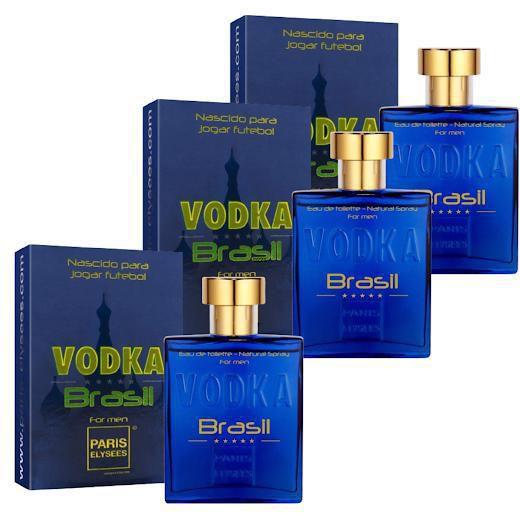 Imagem de Kit 3 Perfumes Vodka Azul Paris Elysees 100Ml