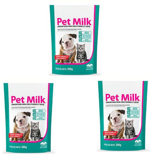 Kit 3 Pet Milk 300g P/ Cães Gatos Substitui O Leite Materno Vetnil