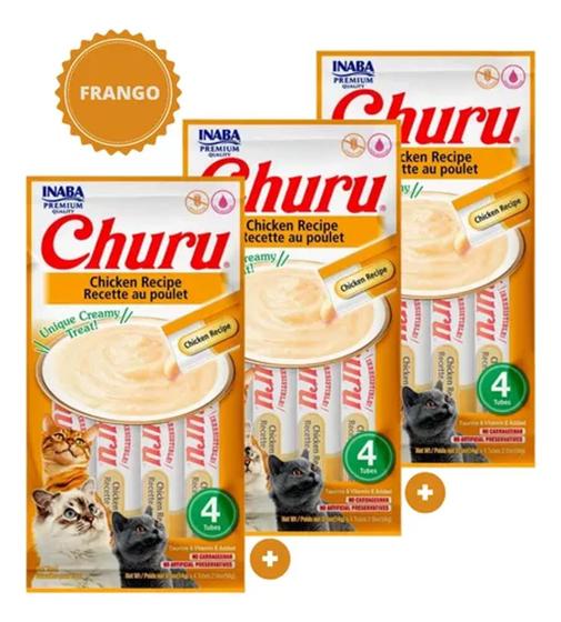 Imagem para Kit 3 Petisco Churu Para Gatos Frango Inaba Com 4 Tubos 56g