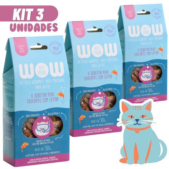 Imagem de Kit 3 Petisco Gourmet Gato 100% Natural Peixe com Catnip 30g