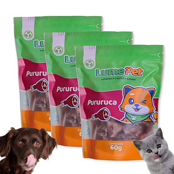 Imagem de Kit 3 Petisco Natural Pururuca Desidrata Cachorro E Gato 60G