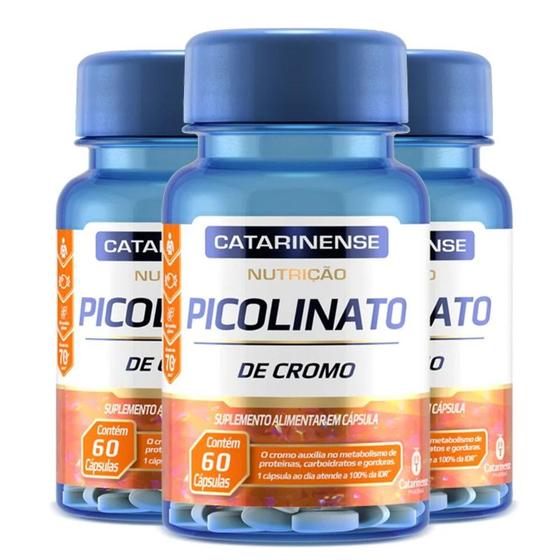 Imagem de Kit 3 Picolinato de Cromo Catarinense Pharma 60 cápsulas