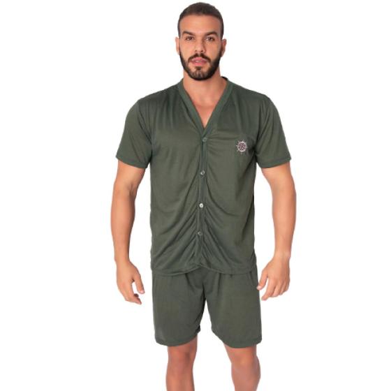 Imagem de Kit 3 Pijamas Pós Cirúrgico Masculino com Botões Camisa e Short