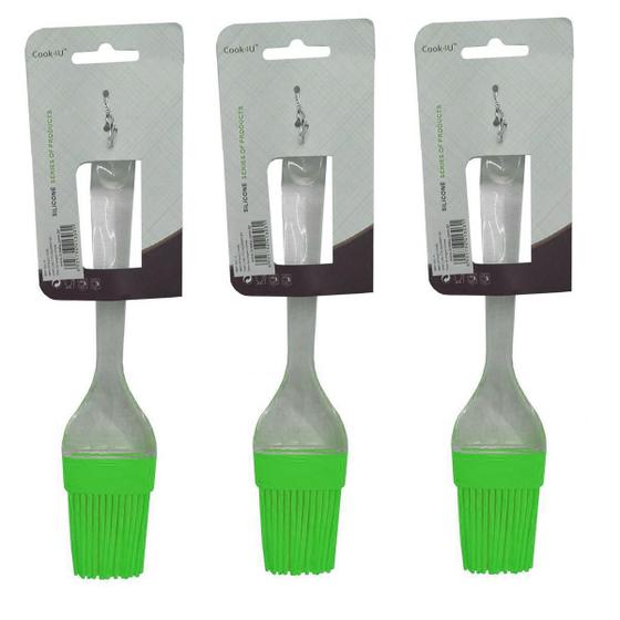 Imagem de Kit 3 Pinceis de Silicone Utensilios Cozinha Cor Verde (kit-sili-3)