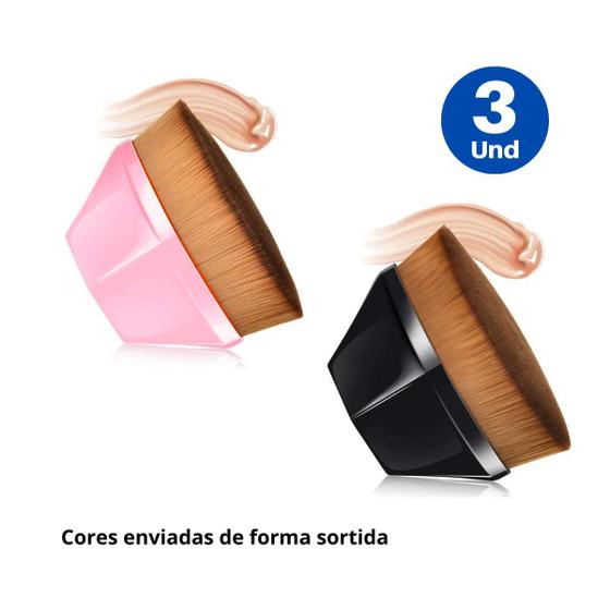 Imagem de Kit 3 Pincel Mágico Hexagonal Base Maquiagem Tiktok Flawless