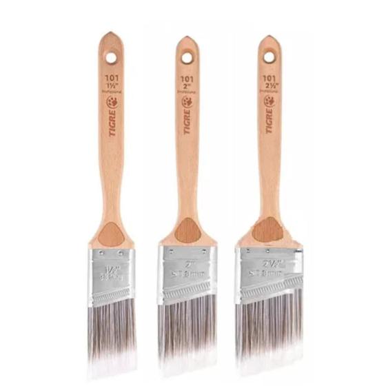 Imagem de Kit 3 pincel trincha angular recorte profissional 101 tigre