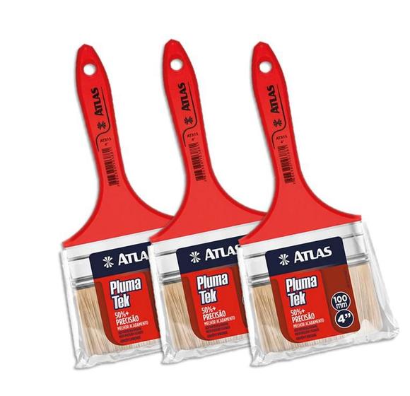 Kit 3 Pincel Trincha Pintura Atlas At315 4 Polegadas Extra Macia ...