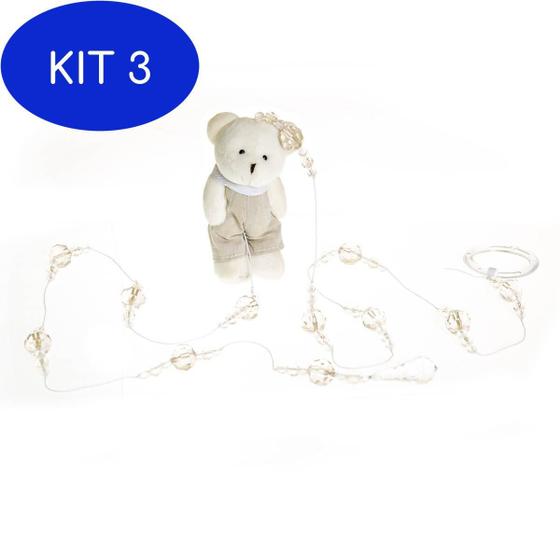 Imagem de Kit 3 Pingente De Cortina Urso Com Roupa Bege Infantil (Unidade)