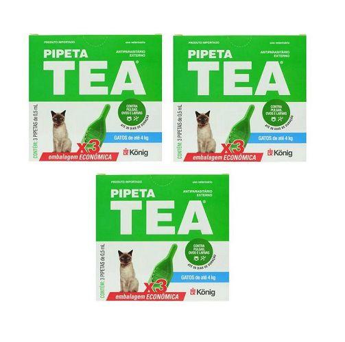 Imagem de Kit 3 Pipeta Tea Konig AntiPulga Gatos Até 4Kg C/3 Pipetas