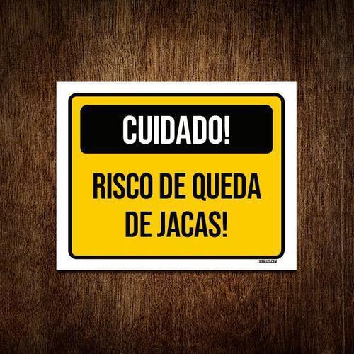 Imagem de Kit 3 Placa Amarela - Cuidado Risco Queda De Jacas