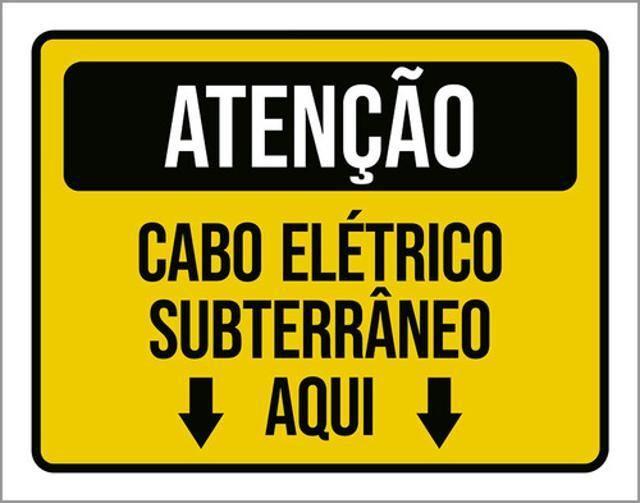 Imagem de Kit 3 Placa Cabo Elétrico Subterrâneo Aqui Seta 36X46