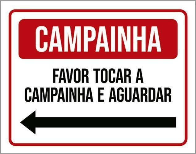 Imagem de Kit 3 Placa Campainha Favor Tocar Aguardar Esquerda 36X46