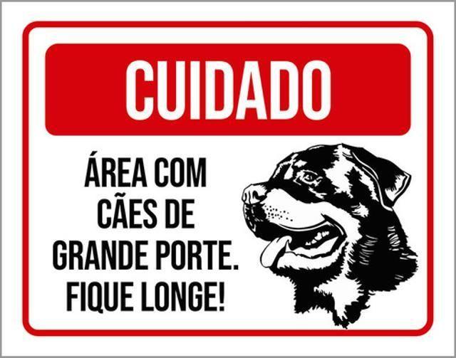 Imagem de Kit 3 Placa Cuidado Área Cães Granporte Fique Longe 36X46