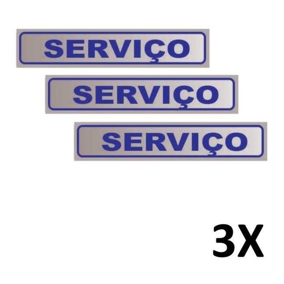 Imagem de Kit 3 Placa De Aviso Sinalização Portas Serviço 25Cmx5Cm