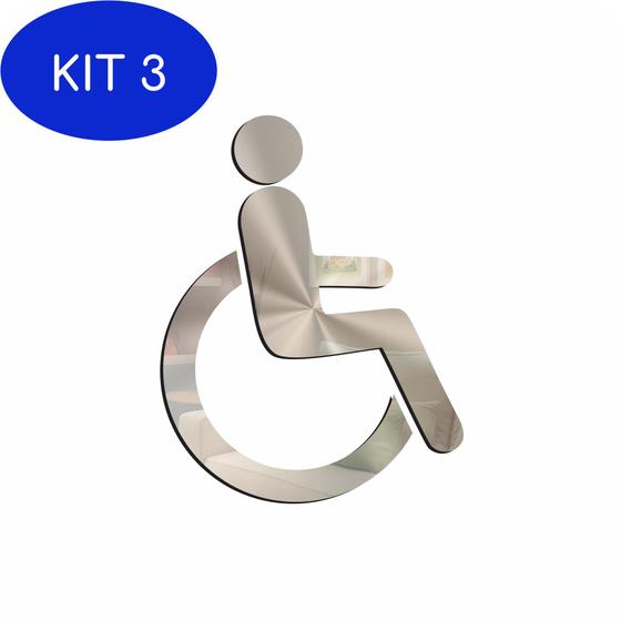 Imagem de Kit 3 Placa De Sinalização Banheiro Deficiente Acrílico