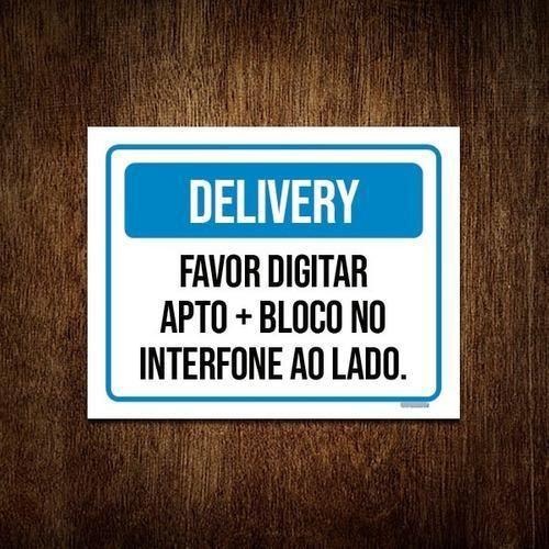 Imagem de Kit 3 Placa Delivery Favor Digitar Apto Interfone