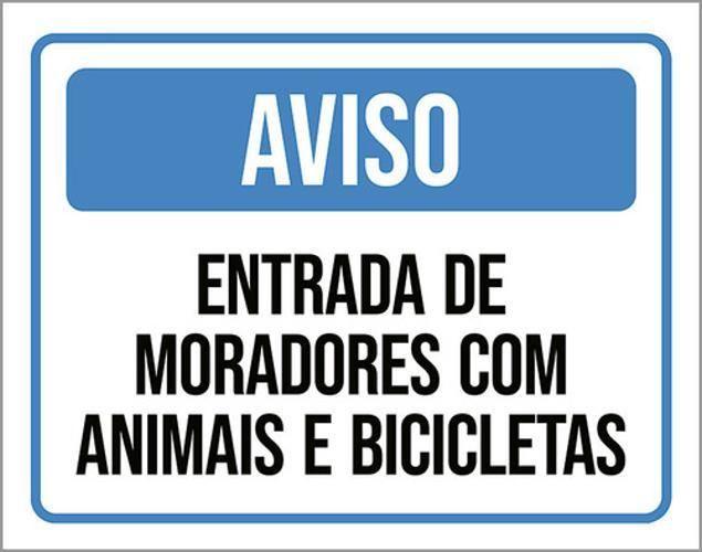 Imagem de Kit 3 Placa Entrada Moradores Animais Bicicletas 36X46