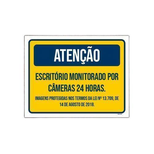 Imagem de Kit 3 Placa Escritório Monitorada Câmeras 24 Horas