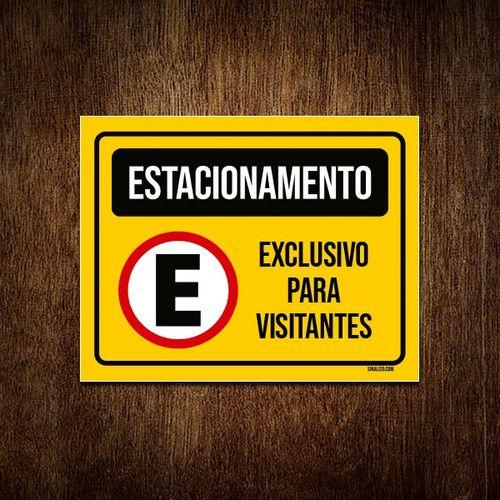 Imagem de Kit 3 Placa Estacionamento Amarela Exclusivo Visitantes