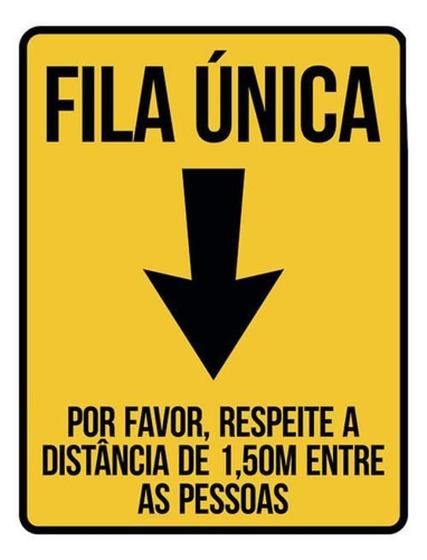 Imagem de Kit 3 Placa Fila Única Respeite Distância Pessoas 36X46