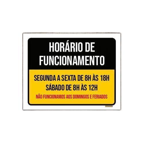 Imagem de Kit 3 Placa Horário Funcionamento Preto Amarelo