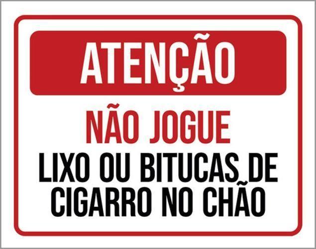 Imagem de Kit 3 Placa Não Jogue Lixo Bitucas Cigarro Chão 36X46