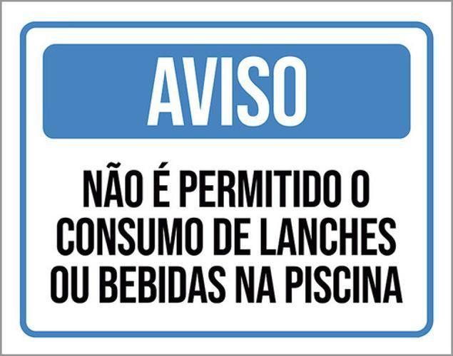 Imagem de Kit 3 Placa Não Permitido Consumo Lanches Piscina 36X46