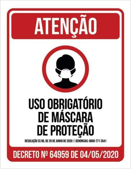 Imagem de Kit 3 Placa Obrigatório Máscara Proteção 36X46