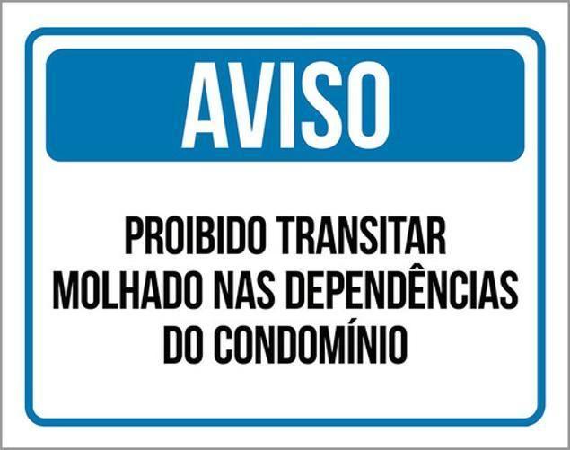 Imagem de Kit 3 Placa Proibido Transitar Molhado Condomínio 36X46