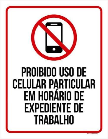 Imagem de Kit 3 Placa Proibido Uso Celular Particular Expediente 36X46