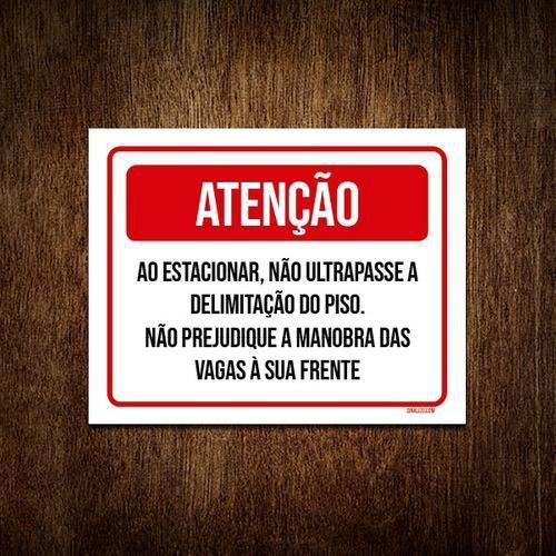 Imagem de Kit 3 Placa Sinalização Atenção Estacionar Ultrapasse Piso