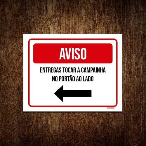 Imagem de Kit 3 Placa Sinalização - Aviso Entregas Tocar Campainha