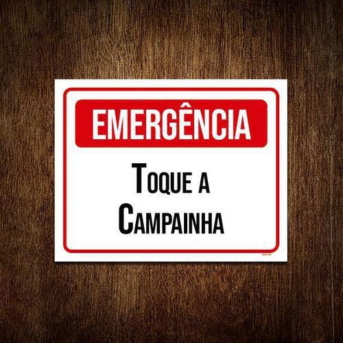 Imagem de Kit 3 Placa Sinalização - Emergência Toque Campainha