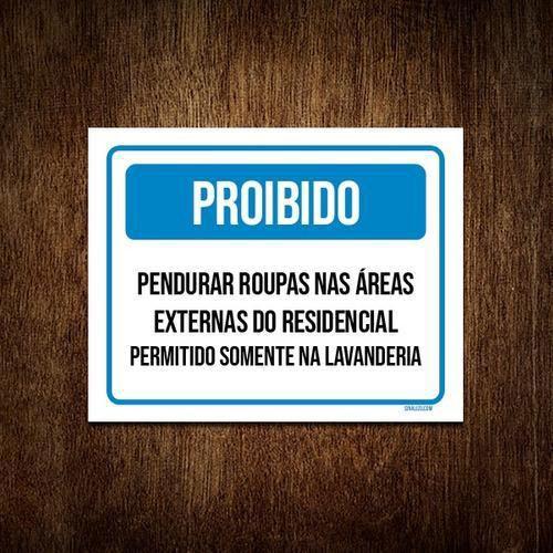 Imagem de Kit 3 Placa Sinalização - Proibido Pendurar Roupas