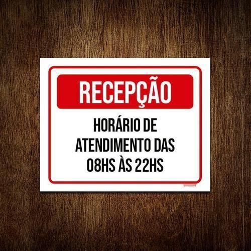 Imagem de Kit 3 Placa Sinalização - Recepção Verm Horário Atendimento