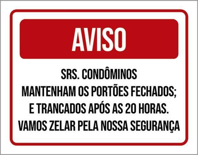 Imagem de Kit 3 Placa Srs Condôminos Portões Fechados Zelar 36X46