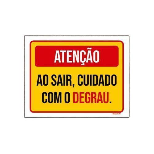 Imagem de Kit 3 Placa Vermelha Atenção Ao Sair Cuidado Degrau