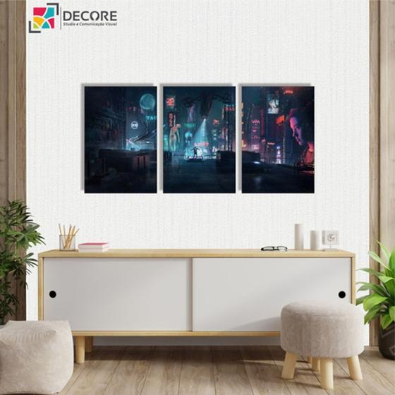 Imagem de Kit 3 Placas 40x60 Mdf Quadros Decorativos Futurista Tóquio