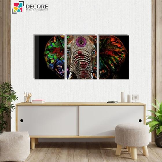 Imagem de Kit 3 Placas 40x60 Quadros Decorativos Ilustrações Elefante