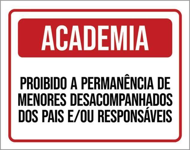 Imagem de Kit 3 Placas Academia Proibido Menores Desacompanhados