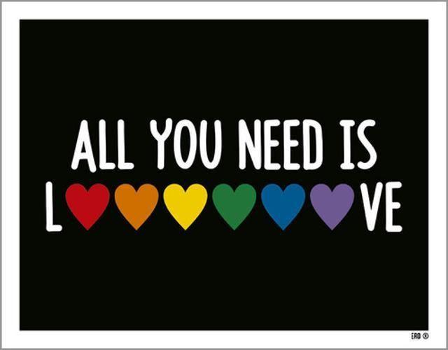 Imagem de Kit 3 Placas All You Need Is Love Arco Íris 36X46