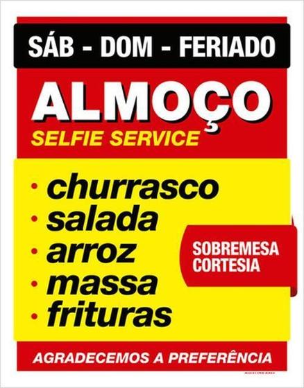 Imagem de Kit 3 Placas Almoço Selfie Service Churrasco Restaurante