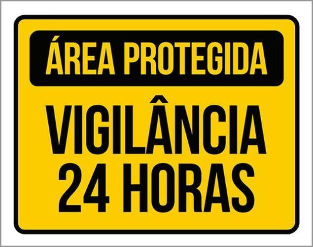 Imagem de Kit 3 Placas Área Protegida Vigilância 24 Horas 36X46