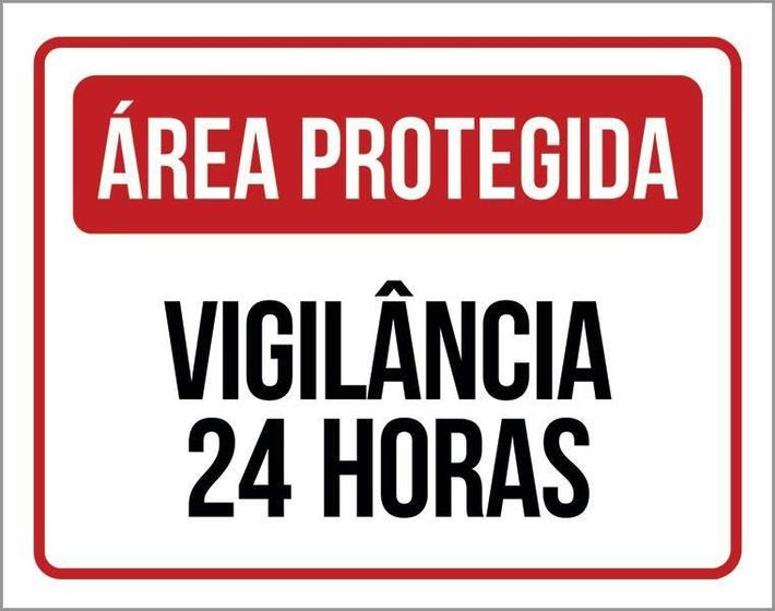 Imagem de Kit 3 Placas Área Protegida Vigilância 24 Horas