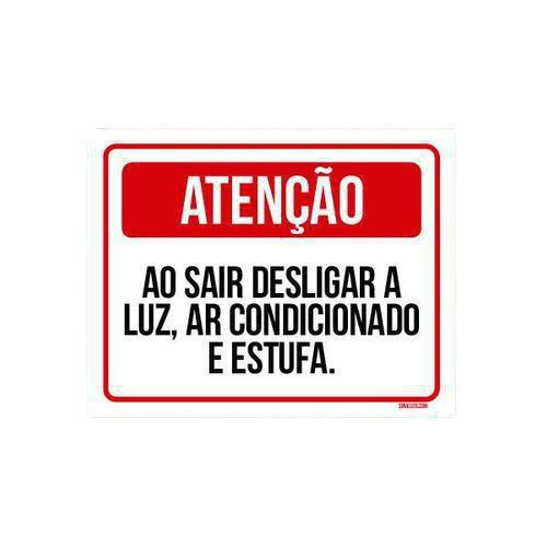 Imagem de Kit 3 Placas Atenção Ao Sair Desligar Luz Estufa