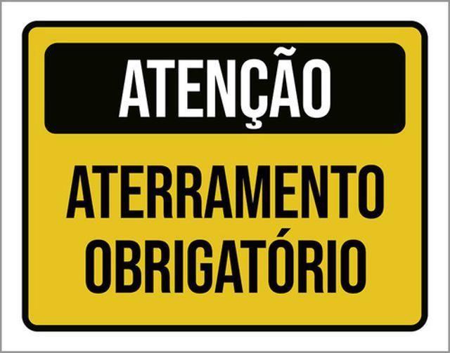 Imagem de Kit 3 Placas Atenção Aterramento Obrigatório 36X46